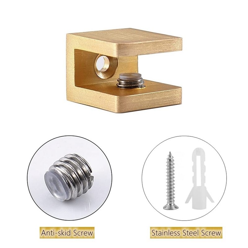 Glass Shelf Clamp, No-drill-on-glass Fixed Panel Shower Door Clip Holder
