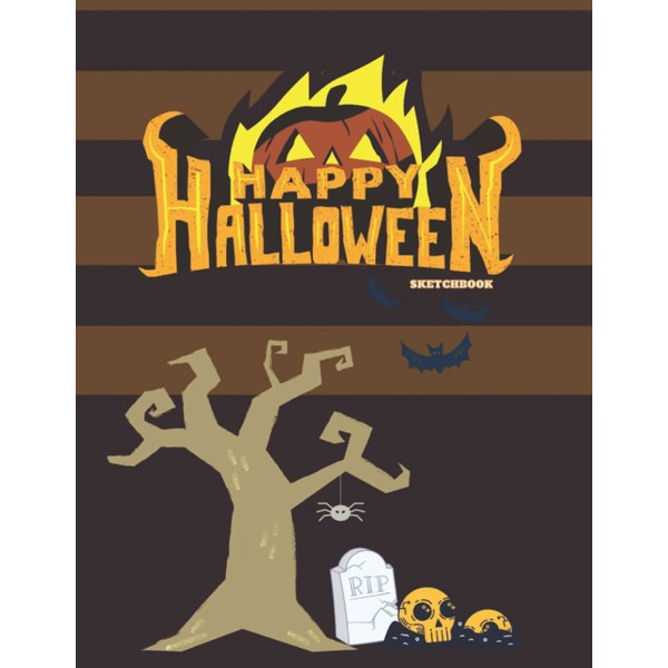 Happy halloween sketchbook: 8.5"x11" 100 pages halloween blank book for