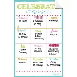 Birthday Calendar White Wall Cling