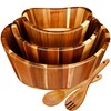 Yunlly Wooden Salad Bowl Set of 5 - Large Fruit