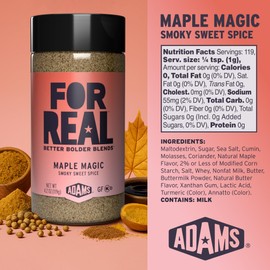 FOR REAL Maple Magic Seasoning - Smoky Sweet Spice Blend for Pork, Chicken & Veggies - Gluten Free, Kosher, No Seed Oils or MSG - Rich Maple & Butter Flavor - 4.2oz