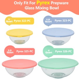 1 Pack Silicone Lids for Pyrex Smart Essentials Prepware 1-Quart Rimmed Glass Mixing Bowl (322), Large Size, Dishwasher, Freezer, Microwave Safe (Bowl not included)