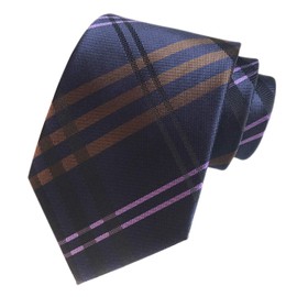 Men's Navy Blue Brown Pink Geometric Plaids Striped Tie Trendy Patterned Necktie