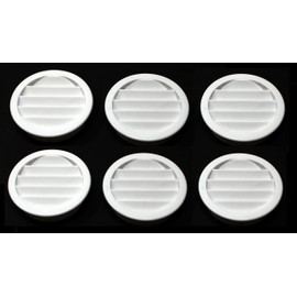 2.5" Round Plastic Louver Soffit Air Vent Reptile Screen Grille Cover (6, White)