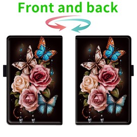 Server Books for Waitress, with 7 Large Pockets, Waiter Serving Book, Waitstaff Server Order Pads, Cute PU Leather Server Book with Pen Holder Fit Server Apron, Colorful Butterflies Rose