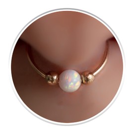 Gold Septum Ring 20 Gauge White Opal Septum Piercing Hoop - 14k gold filled 8mm inner diameter 0.3 inch septum jewelry