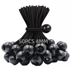 Eurtes Tensioning Straps with Ball, Pack of 50 Tarpaulin Tensioners with Ball, 15 cm Tent Rubbers Expander Sling Tent Rubber Tensioner with Ball, Short Elastic Band for Tarpaulins, Gazebos, Banners,