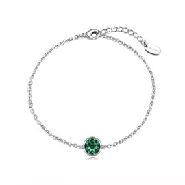 Philip Jones Green Crystal Anklet Created with Zircondia® Crystals
