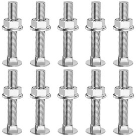 Dayalo Pack of 10 Carriage Bolts M8 x 50, Carriage Bolts, Gate Hinge Screws with Flange Nuts, Stainless Steel A2 V2A, Round-Head Screws with Square Neck