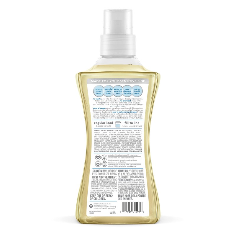 Method Liquid Laundry Detergent; Fragrance Free + Clear; Stain Remover;