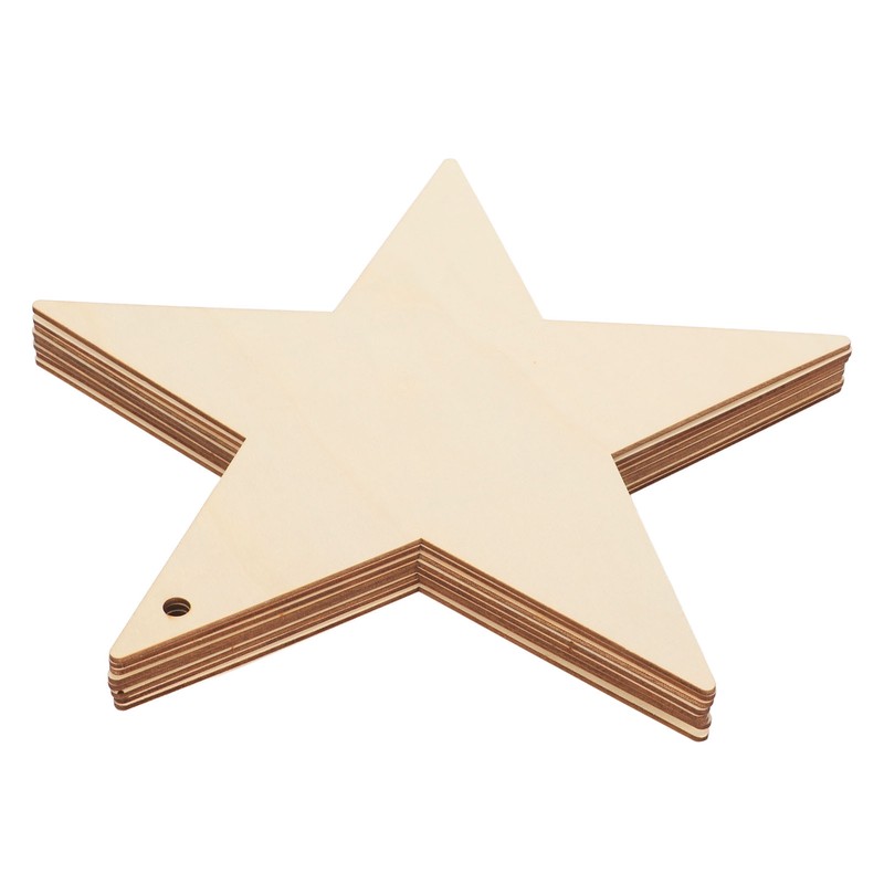 8Pcs Wooden Star Ornaments Blank Unfinished Small Christmas Tree Hanging
