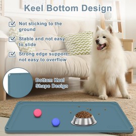 Pet Food Mat, Gimilife Silicone Dog Cat Feeding Mat for Food and Water,Waterproof Pet Feeding Mats with High Lips, Pet Placemat Bowl Mat for Messy Drinkers