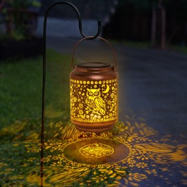 KIKUSUI Solar Owl Lanterns Outdoor Waterproof Hanging, Mothers Day Gifts for Mom Men Women, Metal Decorative LED Lanterns for Yard, Patio, Lawn, Tabletop, Pathway, Landscape, Garden Decor