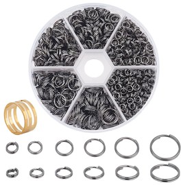 PH PandaHall 920 Pcs Split Rings Double Loop Jump Ring 4/5/6/7/8/10mm Iron for O Rings Keychain Holders Men Women Home Car Office Keys Attachment Jewelry Making Gunmetal