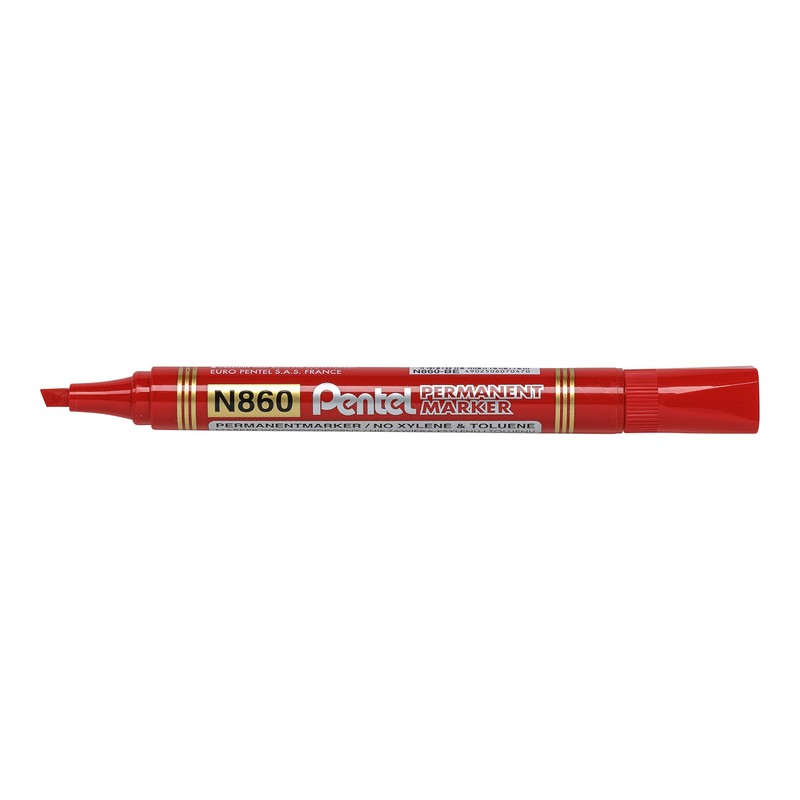 Pentel N860/4 Pack of 4 Permanent Markers Chisel Tip Black/Red/Blue/Green