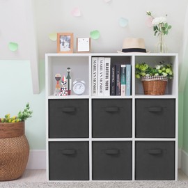 STORAGEIDEAS Storage Cubes, 11 Inch Cube Storage Bins, Set of 6, Fabric Foldable Storage Bins With Handles, Closet Storage Organizer Bins, Cubby Clothing Storage Baskets for Shelves, Black