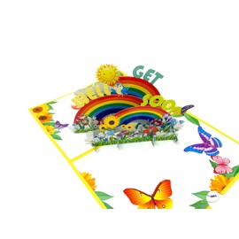 Get Well 3D Pop Up Greeting card, 3D Get Well card for him and her, laser cut- hand assembled, paper art, Make someone smile
