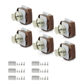 LENKRAD 6 PCS Push Button Latch Cabinet Door Catch Keyless Cupboard Locks for RV Yachts Motorhome Camper Caravan, Nickel, ABS & Zinc Alloy