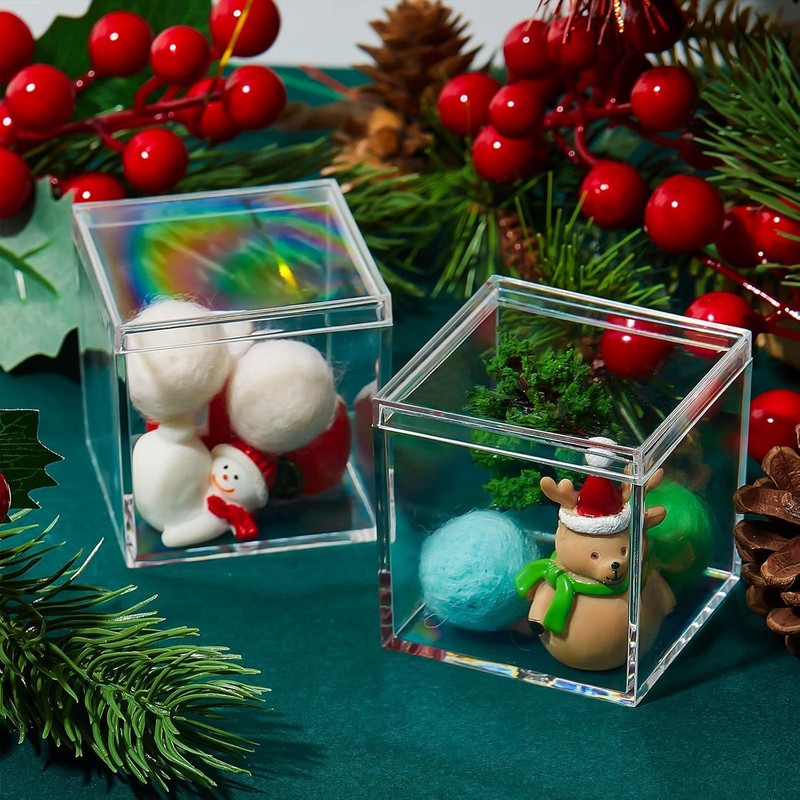 siawadeky Transparent Acrylic Box Set of 2 with Lids, Candy