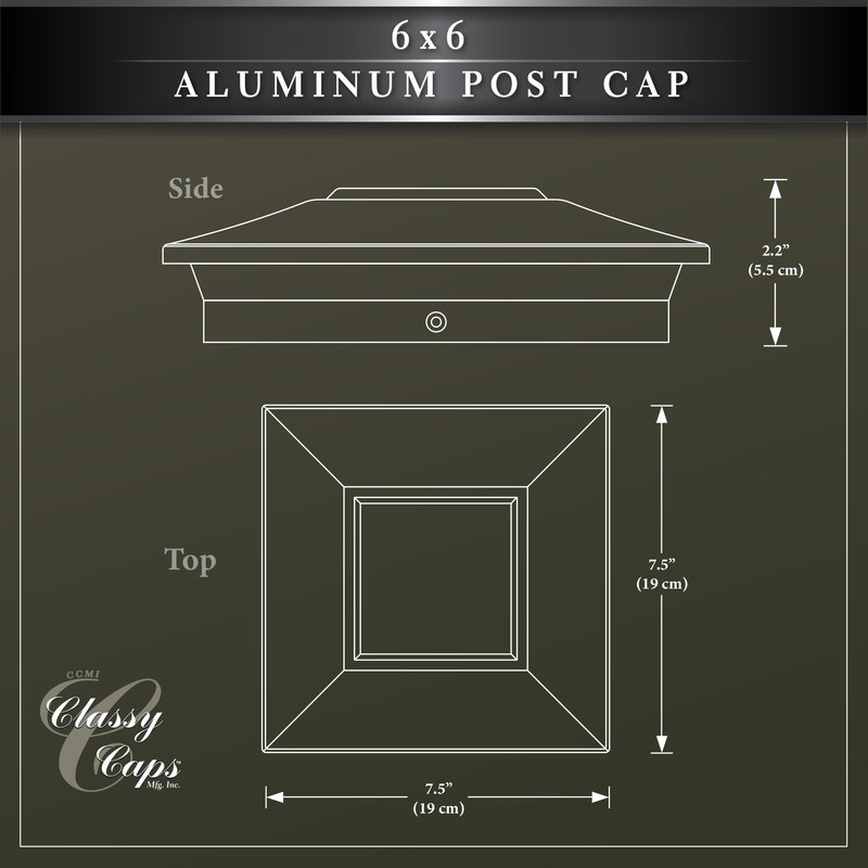 Classy Caps Black Aluminum Deck & Fence Post Cap Fits