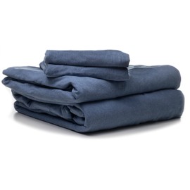 Linteum Textile Supply 4-Piece Jersey Knit Sheet Set - 100% Cotton, Chambray, Full