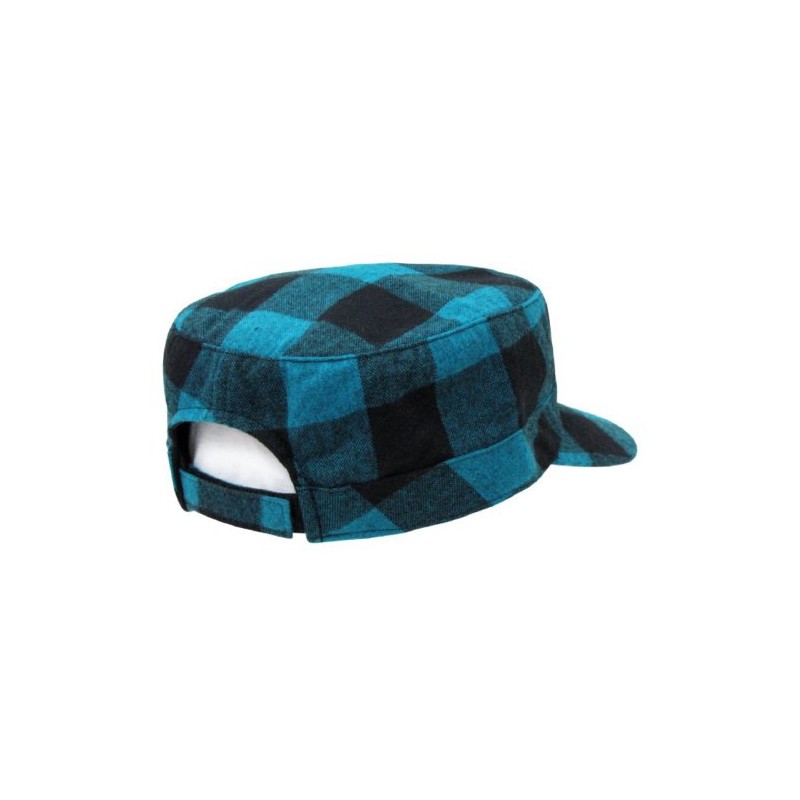 DECKY Flannel Flat Top Cap, Teal Plaid
