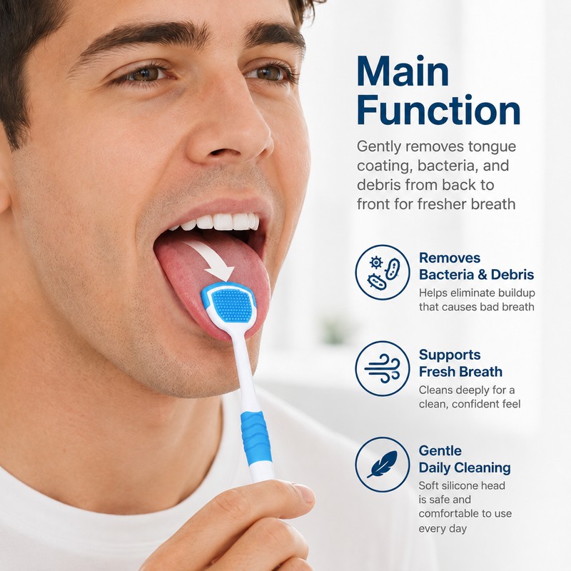Reusable Tongue Cleaner for Daily Oral Care – Soft PP/TPR