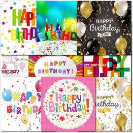 doodlecards Pack 10x Mixed Contempory Happy Birthday Cards. Multipack Unisex, Male, Female, Childrens Square Cards. Made in the UK.