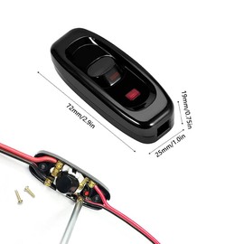 CYIOU 2Pcs Inline Switch Low Profile Torpedo Switch AC 250V 10A for Bedside Lamp Desk Table Light Electrical Cord (Black)