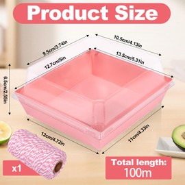 STRAYJO 50 Pack Paper Charcuterie Boxes with Clear Lids,4.3" Pink Square Disposable Food Containers Bakery Boxes,Oil-Proof Kraft Paper Dessert Boxes,Disposable Sandwich Boxes for Bakery,Cake(Pink)