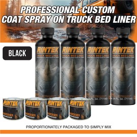 Rintek Urethane Spray-On Truck Bed Liner Kit – Durable Textured Coating – Mix, Shake & Shoot – 1 or 2 Gallon – Black or Tintable – Available With or Without Spray Gun (Black – No Gun, 1 Gallon)