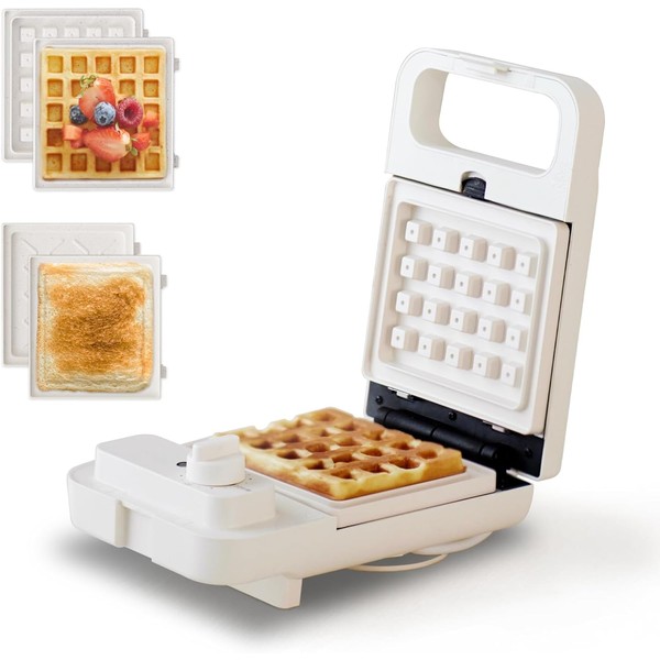 Olayks 2-in-1 Waffle Sandwich Maker & Grill, Compact Waffle Maker