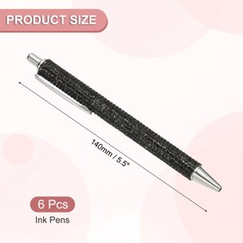 PATIKIL Rhinestone Metal Ballpoint Pen, 6 Pack Crystal Diamond Pens Black Ink 1.0mm Point Sparkly for Women Gift Office Note Taking Journaling, Black