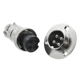 WITTKOWARE M19 Metal Connector Pair, Coupling/Mounting Plug, Screwable, Solder Connection, Strain Relief, Seal/Protective Cap, 10A, 4-Pin