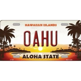 Oahu Hawaiian Islands Novelty Metal License Plate Tag LP-7837