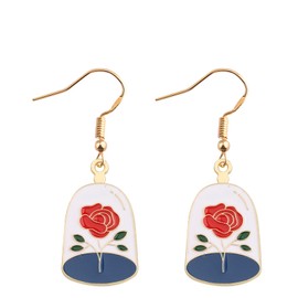 UJIMS Beauty Beast Movie Inspired Gift Belle Rose Floral Charm Earring Princess Necklace for Women Movie Fans Gift