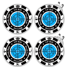 Golf Green Reader, 4 Pack Ball Marker for Putting Green with Bubble, Golf Accessories Putt Aid Tool with Hat Clip (4 Pcs BlackBlue)