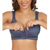 DotVol Women's Full Figure Front Closure Wirefree Jacquard Back Support