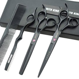[미국배송] 7.0인치 전문가용 머리 자르기 얇아지는 가위 세트 면도기(블랙) [7.0 Inch] [US Shipping] 7.0 Inch Professional Thinning Scissors Hair Cutting Set Razor (Black)