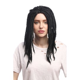 Wig Me Up – 90674 ZA103 Ladies & Mens Fancy Dress Costume Wig Dreadlocks Rasta Reggae Rastafari Dreads Black 40 cm