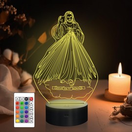 Attivolife Jesus 3D Illusion Night Light, Sacred Heart of Jesus LED Optical Lamp 16 Color Changing with Remote Control + Timer, Best Room Home Decor Gifts for Christian Religious Birthday Women Men