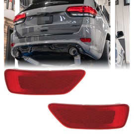 GSOWO 2 PCS Red LED Rear Bumper Reflectors Fog Brake Tail Lights Cover for Je-ep Grand Cherokee 2012-2021, Compass 2011-2017, Dodge Journey 2011-2017 - Red Lens