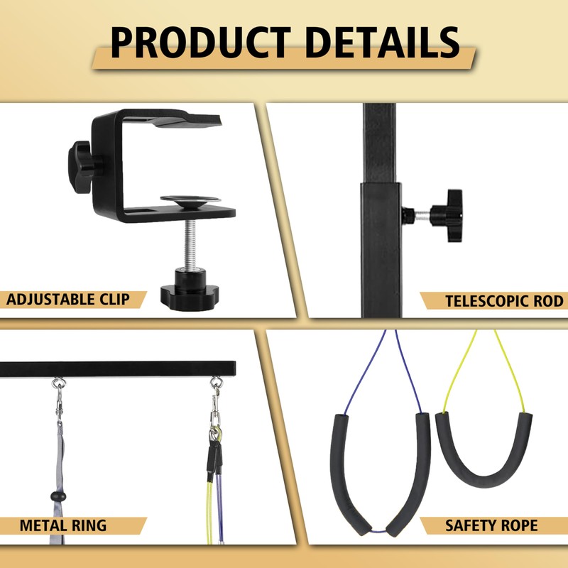 Dog Grooming Arm with Metal Clamp - Adjustable Portable Dog