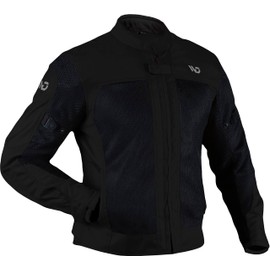 WD Miami Mesh Summer Motorcycle Jacket Adventure Riding Lightweight mesh motorcycle jacket for men Reflective Panels CE Armored (Black-Medium))