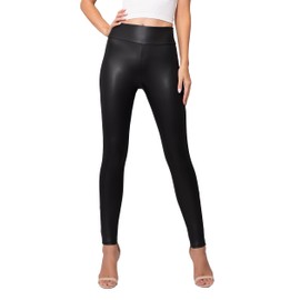 Conceited Faux Leather Leggings for Women - Vegan Leather Pants for Women High Waisted - Soft, Stretchy, and Non-See Through - Black - 2X-Large - 3X-Large