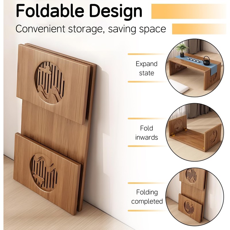 Folding Coffee Table, Low Coffee Table for Sitting on The