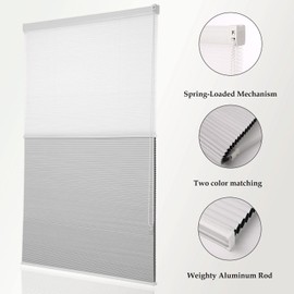 MYshade Custom Size Day Night Cellular Shades for Indoor Windows, 2 in 1 Blackout & Light Filtering Cellular Window Blinds, Top Down Bottom Up Honeycomb Blinds, Grey
