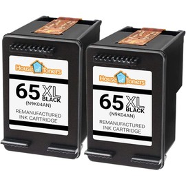 Houseoftoners Remanufactured 2-Pack Ink Cartridges High Yield Replacement for HP 65XL Black Envy 5055 5052 5058 DeskJet 3755 2655 3720 3722 3723 3752 3758 2652 2624 (2-Black)