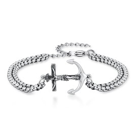 ZIPPICE 925 Sterling Silver Amulet Bracelet, Patron Saint Bracelet for Men with 7 Inch + 2 Inch Adjustable Chain, Sterling Silver