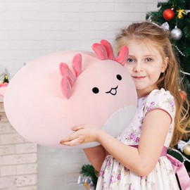 Wepop 20 in Axolotl Stuffed Animal Toys, Cute Giant Pebble Plush Toy Throw Pillows Soft & Cuddly Plushies Dolls Birthday Gift for Kids